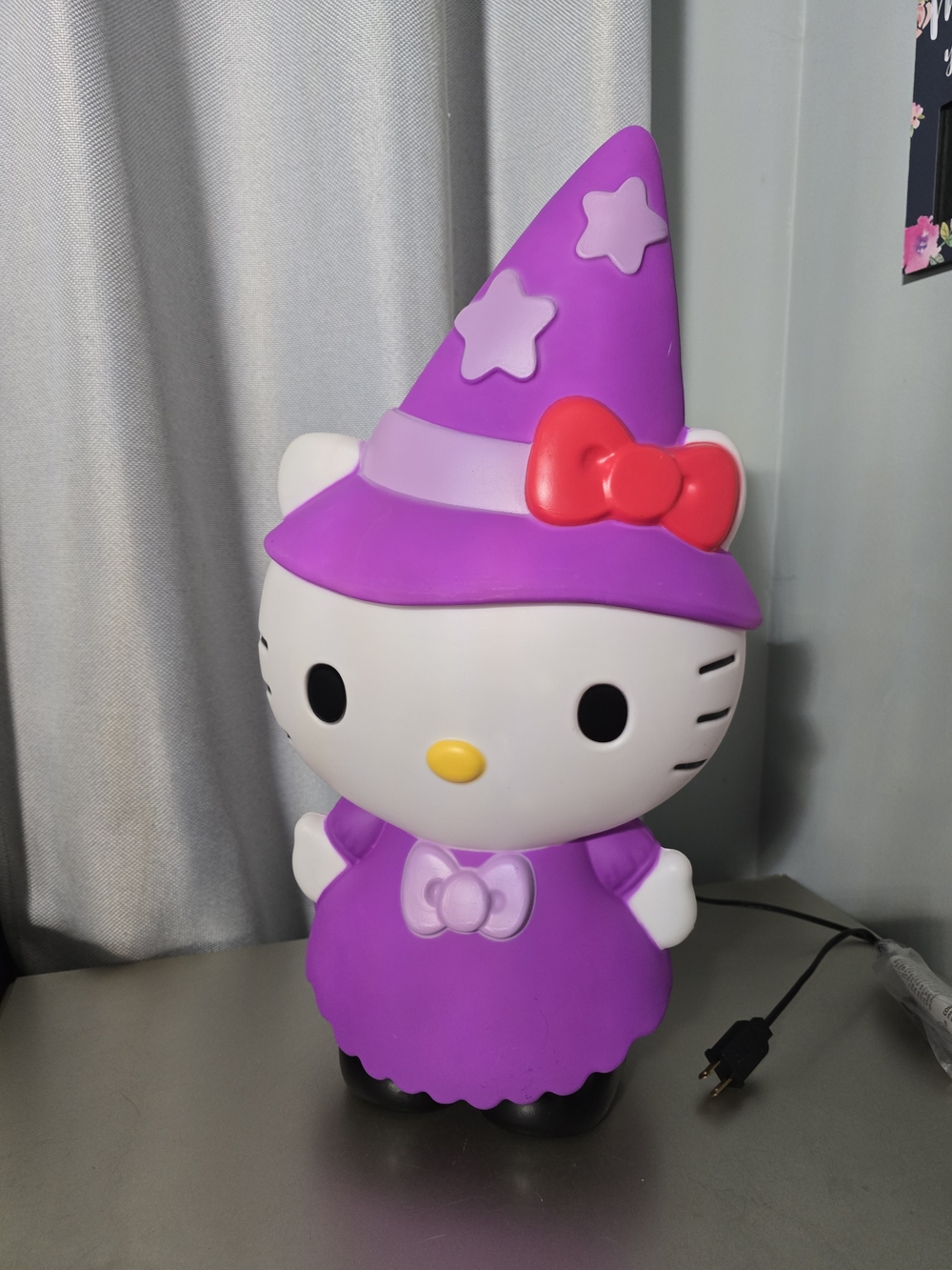 New Sanrio Hello Kitty Halloween Witch Lighted Yard Decor Blow Mold 22" Gemmy